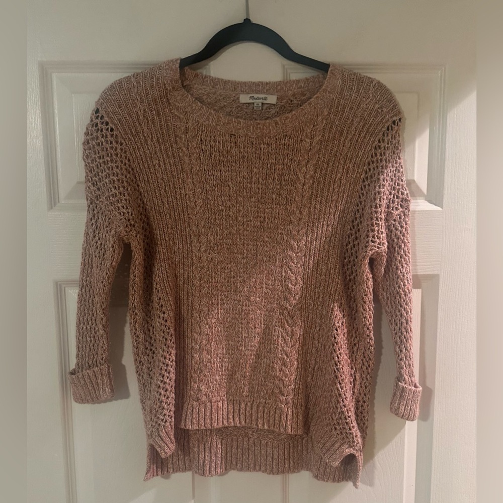 Women’s Madewell Knit Crewneck Brown 3/4 Sleeve Sweater. Size XS.‎